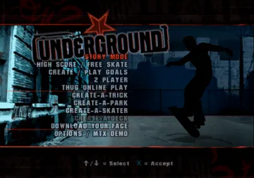 Tony Hawk's Underground screen shot title
